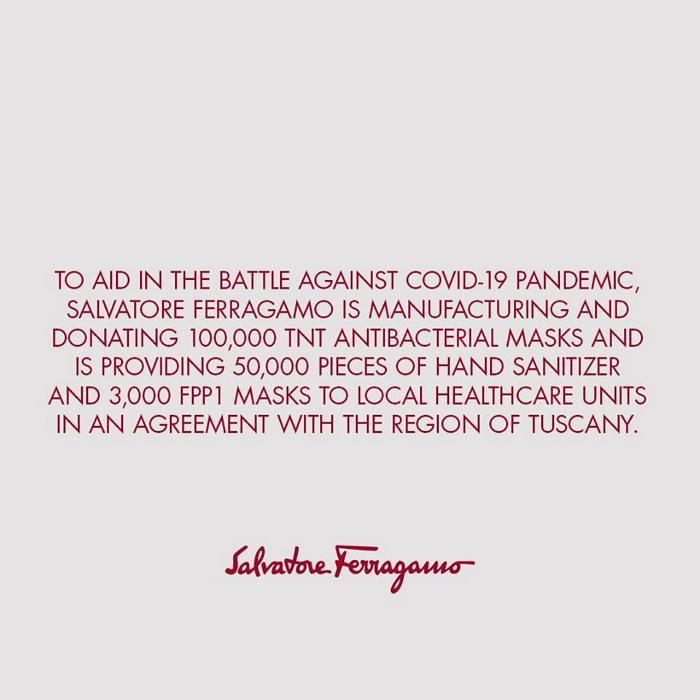 Salvatore Ferragamo宣布投入口罩生產工作以幫助新冠病毒疫情